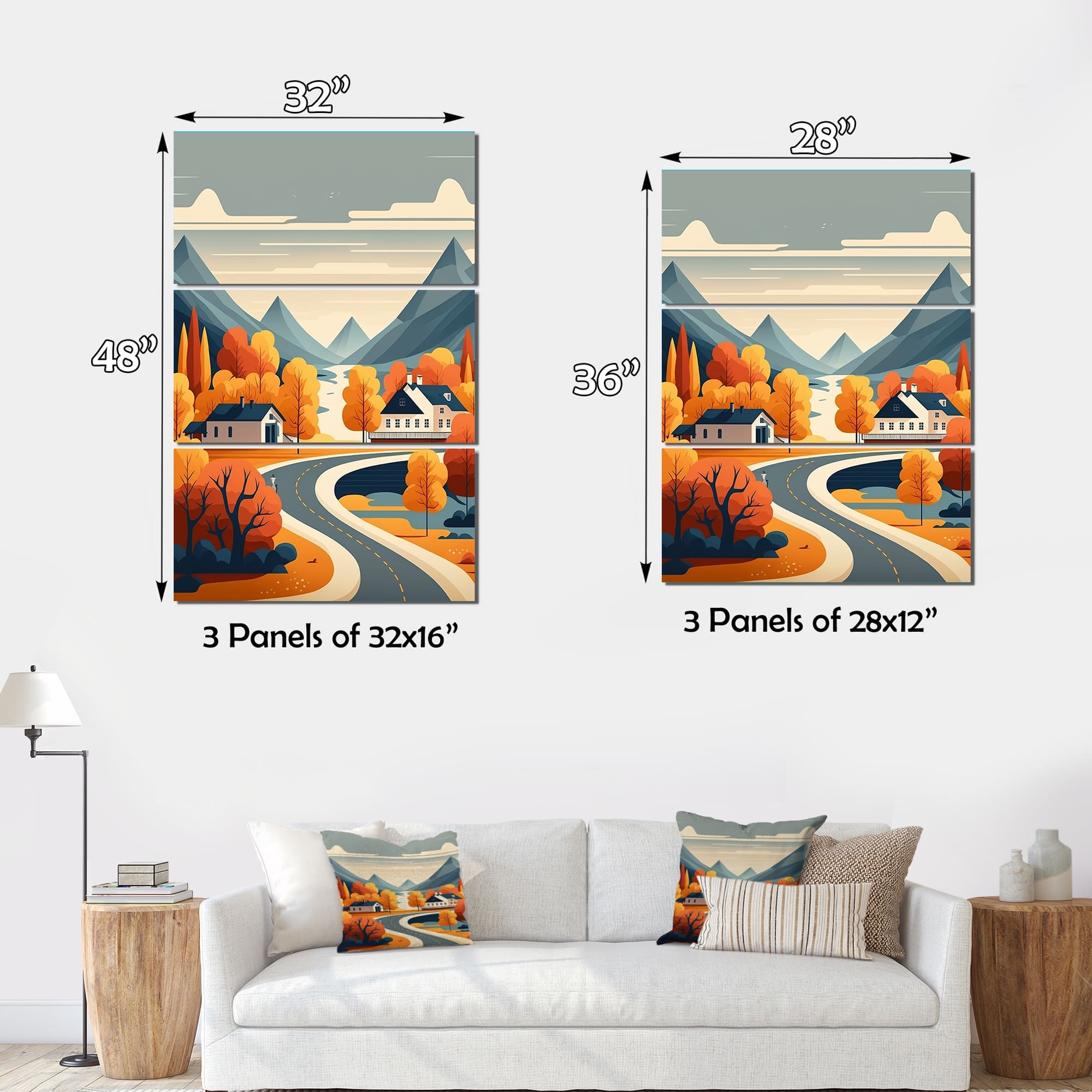 Designart "Mountain Village In Autumn" Landscape Mountains Canvas Art
